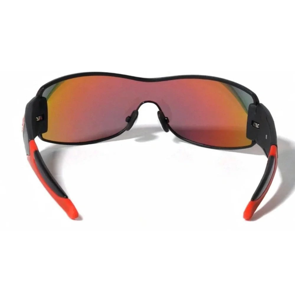 Mens‎ Sport Wrap Sunglasses Black Red Shield Red Mirror Lens Fashion Performance